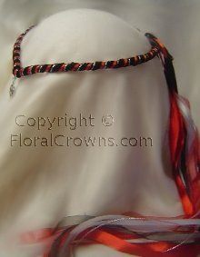 Red and gold Kathryn circlet with Celtic 

charm.