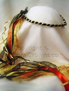 Festive Muse circlet of red, gold and black.