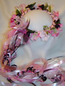 Pink and black Heather Petunia wreath.